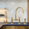 BRASS The Artisan Gold Bridge Kitchen Faucet with Matching Side Sprayer
