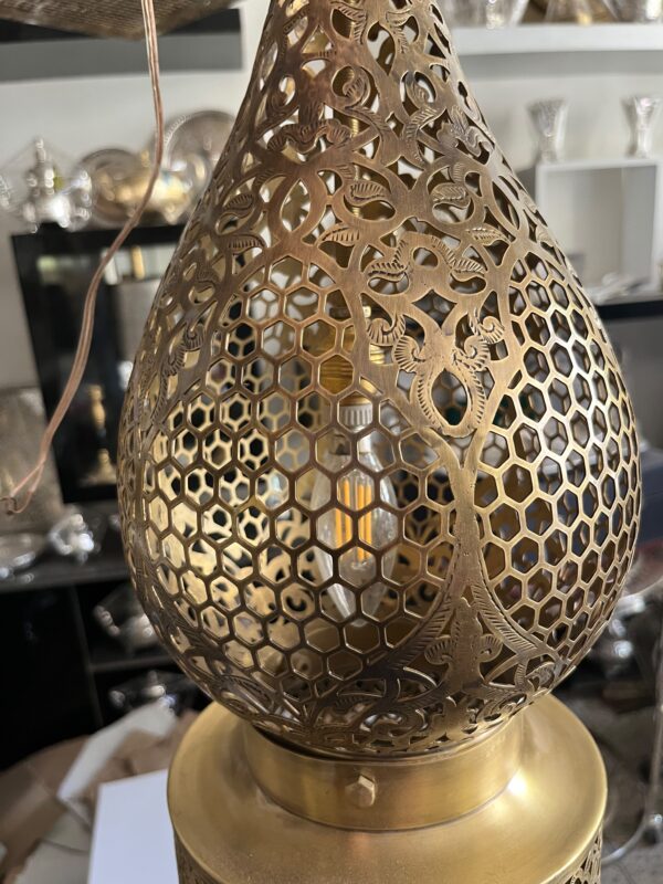 IMG-20260727-WA0127 Handcrafted Brass Teardrop Pendant Light – Vintage Honeycomb Hanging Lantern