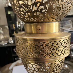 Handcrafted Brass Teardrop Pendant Light – Vintage Honeycomb Hanging Lantern