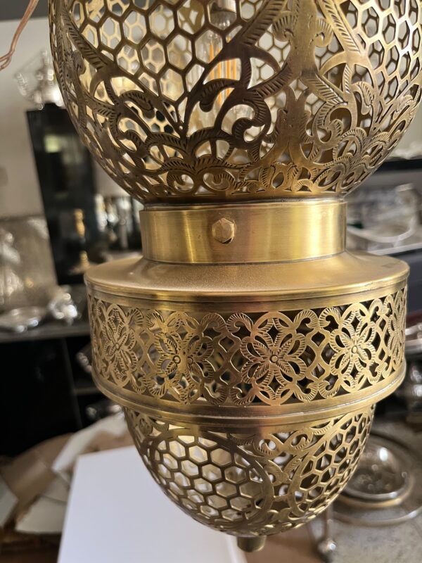 IMG-20260727-WA0129 Handcrafted Brass Teardrop Pendant Light – Vintage Honeycomb Hanging Lantern