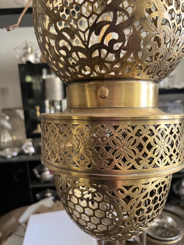 IMG-20260727-WA0130 Handcrafted Brass Teardrop Pendant Light – Vintage Honeycomb Hanging Lantern
