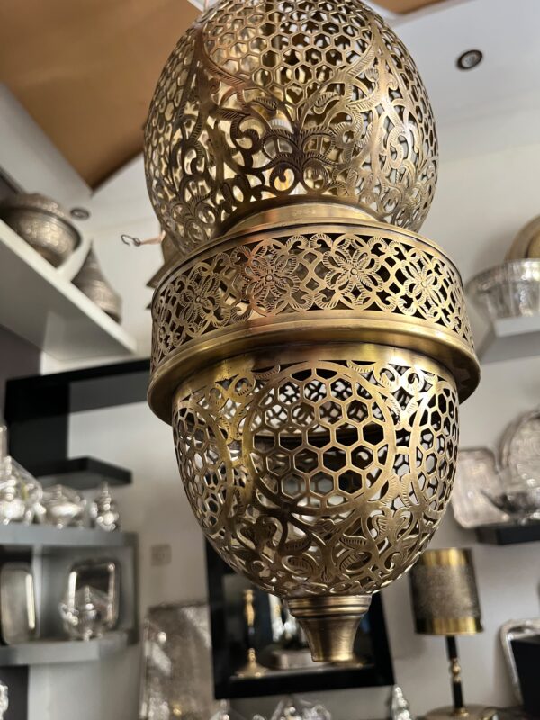 IMG-20260727-WA0135 Handcrafted Brass Teardrop Pendant Light – Vintage Honeycomb Hanging Lantern