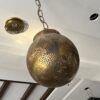 Handcrafted Brass Pendant Light – Vintage Spherical Hanging Lantern for Warm Ambiance