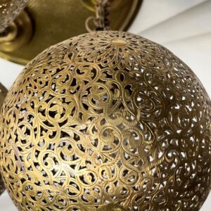 Handcrafted 3-Globe Brass Cluster Chandelier – Triple Sphere Pendant Ceiling Light