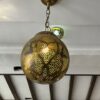 Handcrafted Brass Pendant Light – Vintage Spherical Hanging Lantern for Warm Ambiance