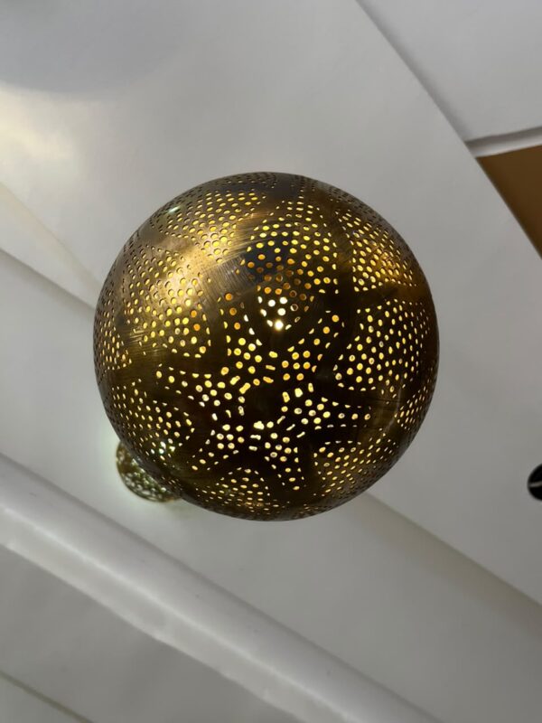 Handcrafted Brass Pendant Light – Vintage Spherical Hanging Lantern for Warm Ambiance
