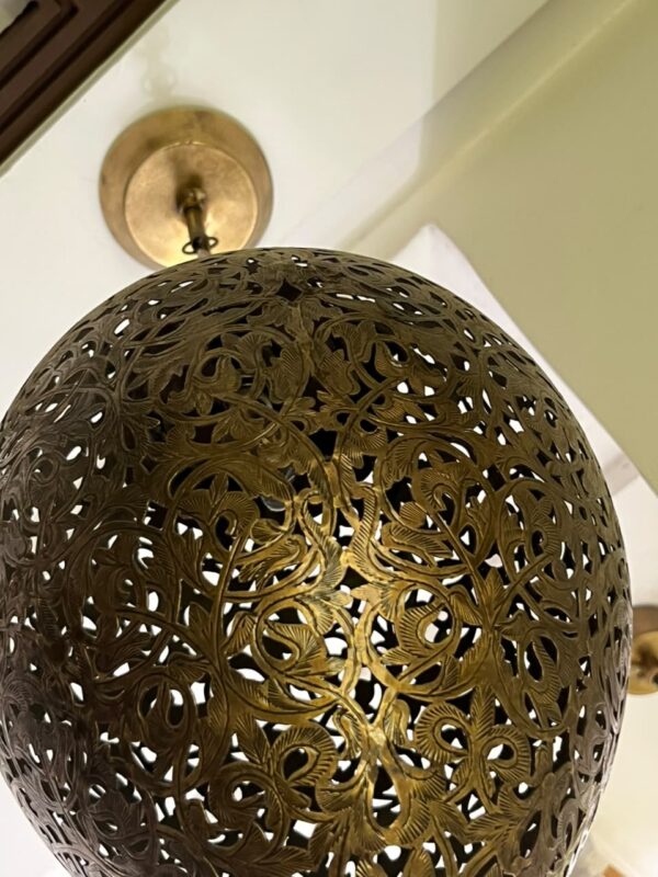 IMG-20260727-WA0436 Handcrafted Teardrop Brass Chandelier – Engraved Filigree Pendant Light