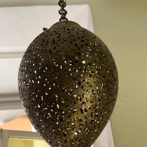 Handcrafted Teardrop Brass Chandelier – Engraved Filigree Pendant Light
