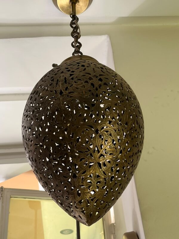 IMG-20260727-WA0448 Handcrafted Teardrop Brass Chandelier – Engraved Filigree Pendant Light