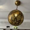 Handcrafted Brass Pendant Light – Vintage Spherical Hanging Lantern for Warm Ambiance