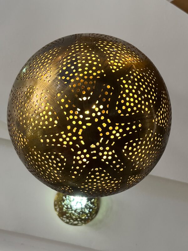 Handcrafted Brass Pendant Light – Vintage Spherical Hanging Lantern for Warm Ambiance
