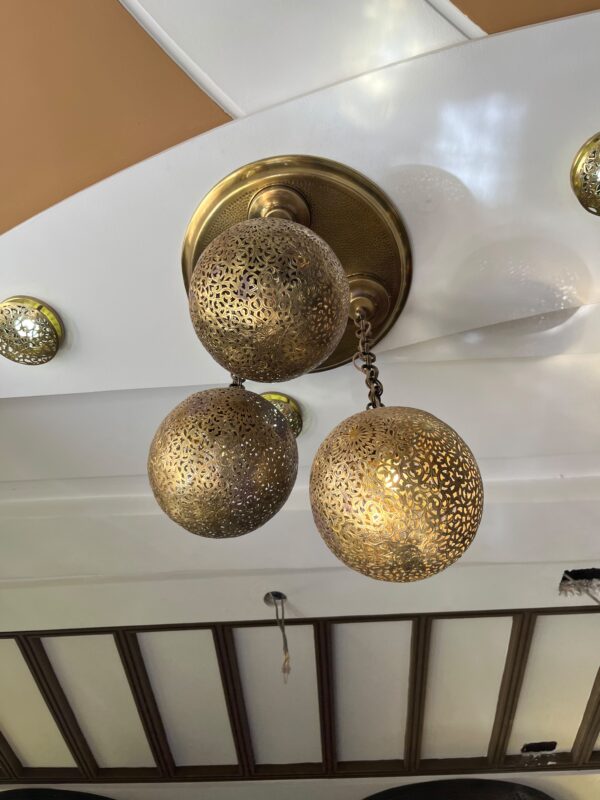 IMG-20260727-WA0476 Handcrafted 3-Globe Brass Cluster Chandelier – Triple Sphere Pendant Ceiling Light
