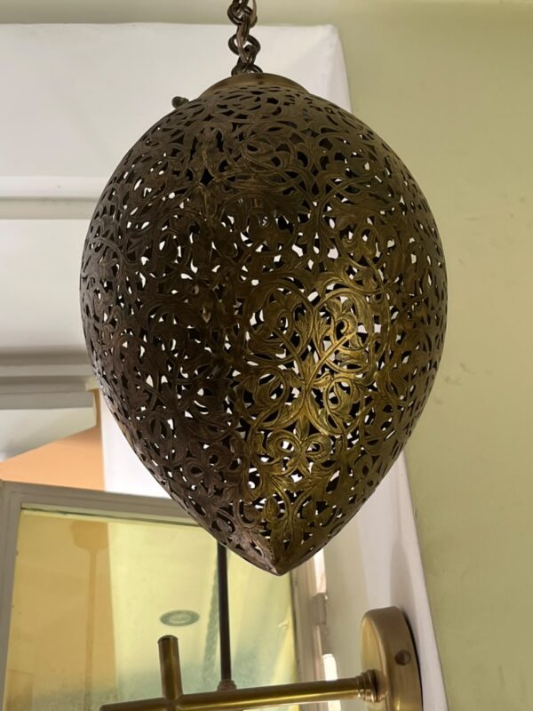IMG-20260727-WA0478 Handcrafted Teardrop Brass Chandelier – Engraved Filigree Pendant Light