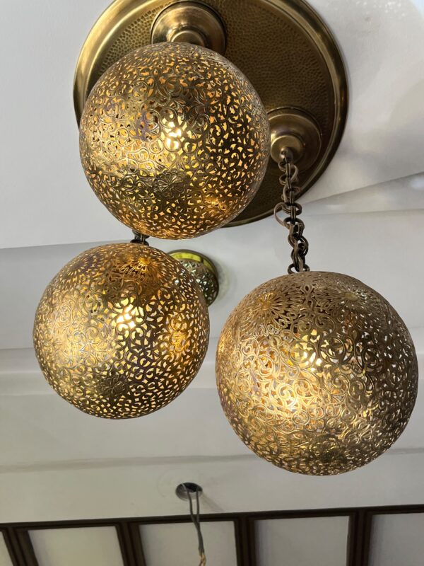 IMG-20260727-WA0488 Handcrafted 3-Globe Brass Cluster Chandelier – Triple Sphere Pendant Ceiling Light