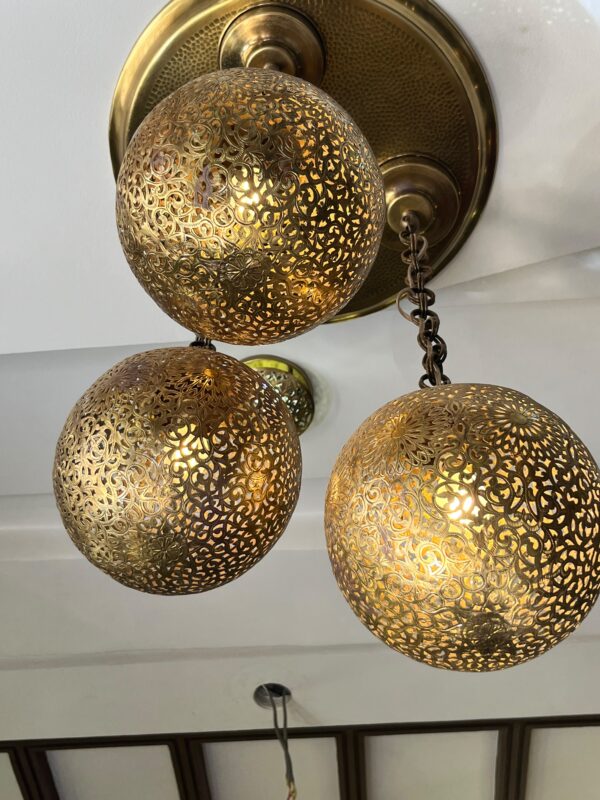 IMG-20260727-WA0489 Handcrafted 3-Globe Brass Cluster Chandelier – Triple Sphere Pendant Ceiling Light