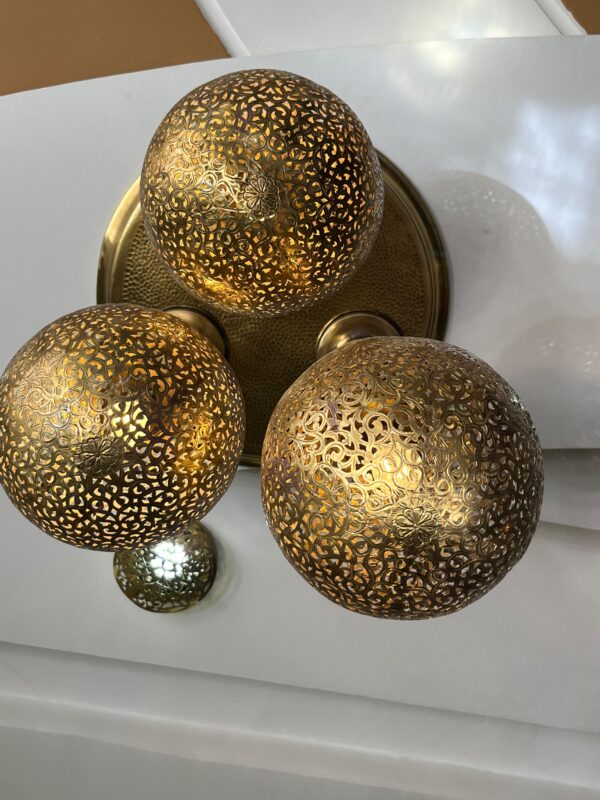 IMG-20260727-WA0492 Handcrafted 3-Globe Brass Cluster Chandelier – Triple Sphere Pendant Ceiling Light