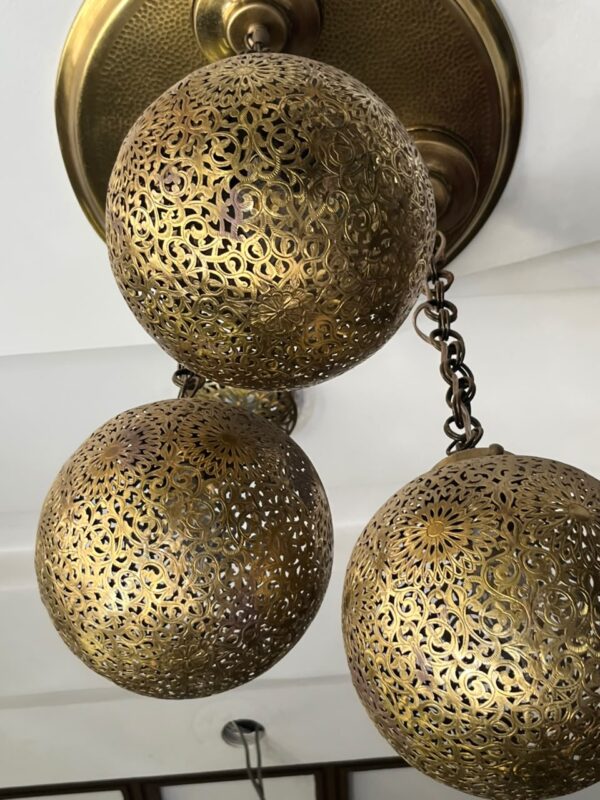 IMG-20260727-WA0493 Handcrafted 3-Globe Brass Cluster Chandelier – Triple Sphere Pendant Ceiling Light