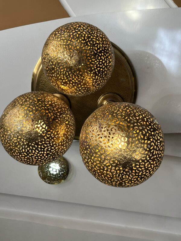 IMG-20260727-WA0496 Handcrafted 3-Globe Brass Cluster Chandelier – Triple Sphere Pendant Ceiling Light