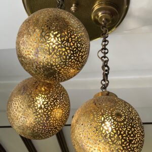 Handcrafted 3-Globe Brass Cluster Chandelier – Triple Sphere Pendant Ceiling Light