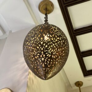 Handcrafted Teardrop Brass Chandelier – Engraved Filigree Pendant Light