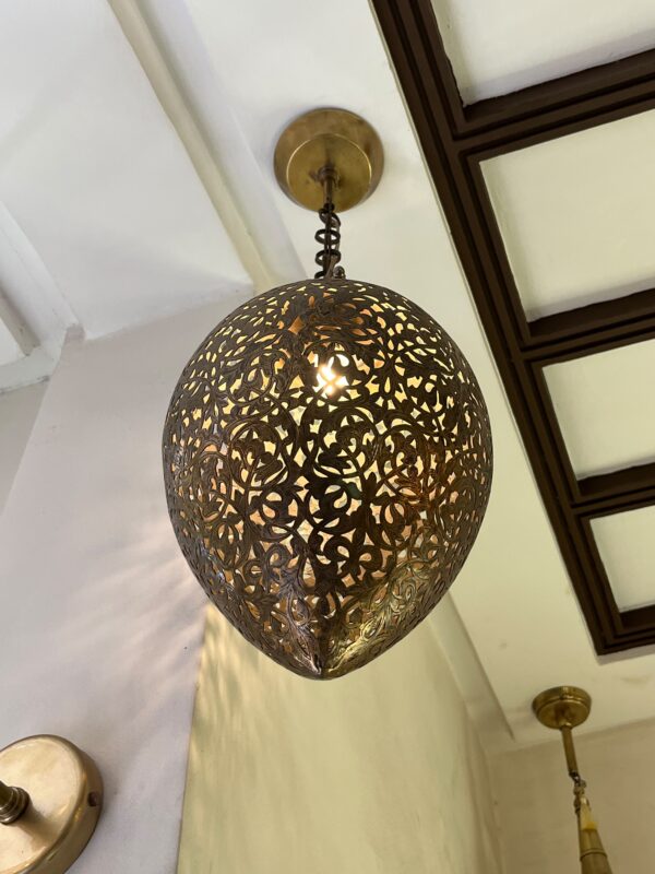 IMG-20260727-WA0511 Handcrafted Teardrop Brass Chandelier – Engraved Filigree Pendant Light