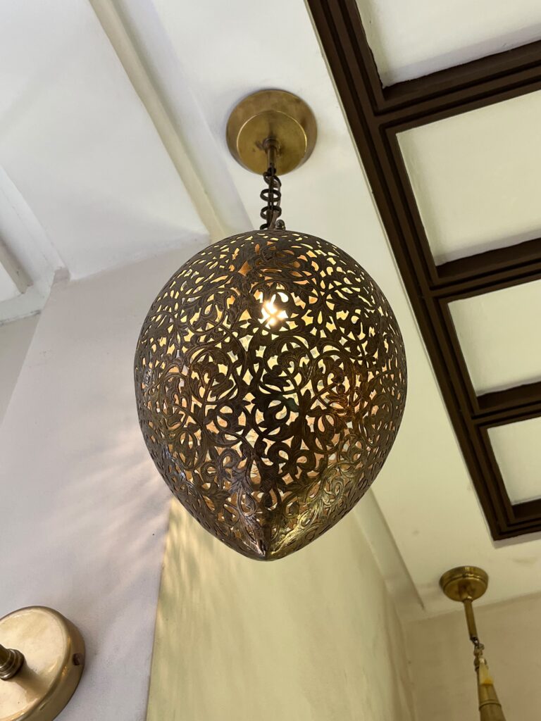 Handcrafted Teardrop Brass Chandelier – Engraved Filigree Pendant Light