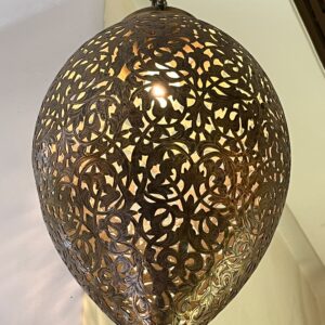 Handcrafted Teardrop Brass Chandelier – Engraved Filigree Pendant Light