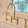 P The Artisan Gold Bridge Kitchen Faucet with Matching Side Sprayer