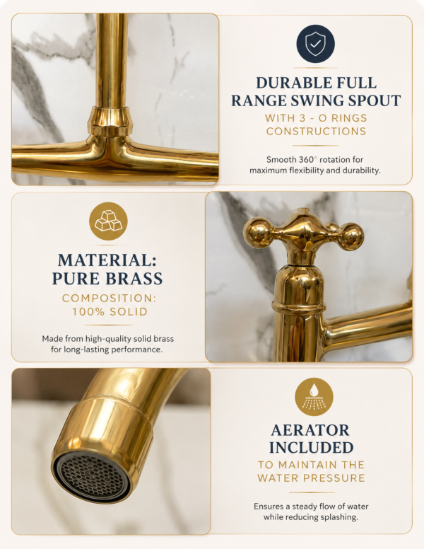 T The Artisan Gold Bridge Kitchen Faucet with Matching Side Sprayer