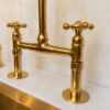 U The Artisan Gold Bridge Kitchen Faucet with Matching Side Sprayer