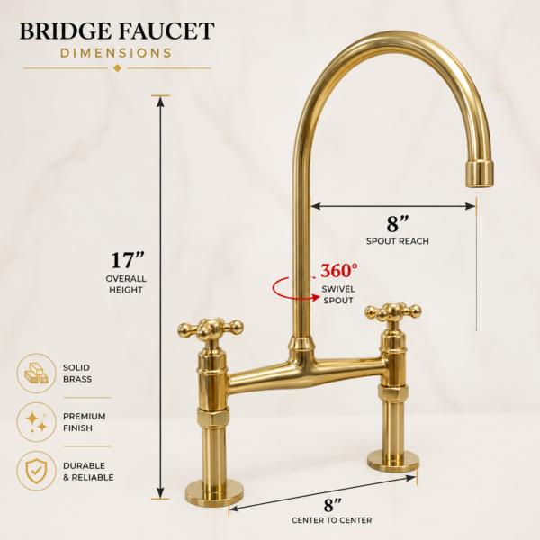Y The Artisan Gold Bridge Kitchen Faucet with Matching Side Sprayer