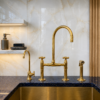 ChatGPT Image 1 août 2026, 18_11_57 Handcrafted Unlacquered Brass Kitchen Bridge Faucet Set with Side Sprayer & Filter Tap