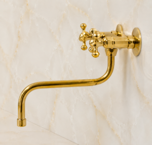 Luxury Polished Brass Wall-Mounted Kitchen Sink Mixer Tap