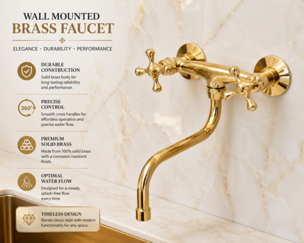 ChatGPT Image 24 juil. 2026, 10_34_37 Luxury Polished Brass Wall-Mounted Kitchen Sink Mixer Tap