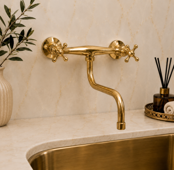 ChatGPT Image 26 juil. 2026, 11_41_02 Luxury Polished Brass Wall-Mounted Kitchen Sink Mixer Tap