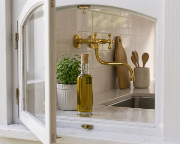 op Luxury Polished Brass Wall-Mounted Kitchen Sink Mixer Tap