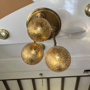 Handcrafted Moroccan Brass Chandelier – 3-Globe Pendant Light