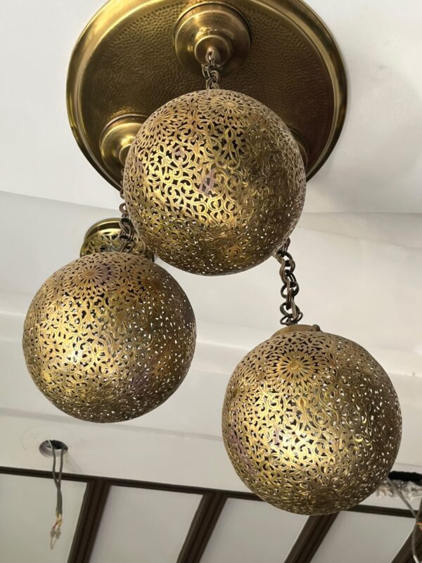IMG-20260727-WA0516 Handcrafted Moroccan Brass Chandelier – 3-Globe Pendant Light