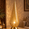 Lanterne marocaine dorée et chaleureuse Handmade Moroccan Brass Lantern – Moroccan Table Lamp with Intricate Filigree Design